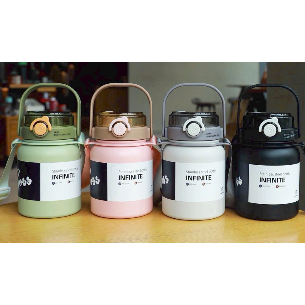 bình giữ nhiệt Inox 316 Infinite Có Ống Hút Quai Đeo Chống Tràn 800ml Giữ Nóng Lạnh Bình Nước Trẻ Em
