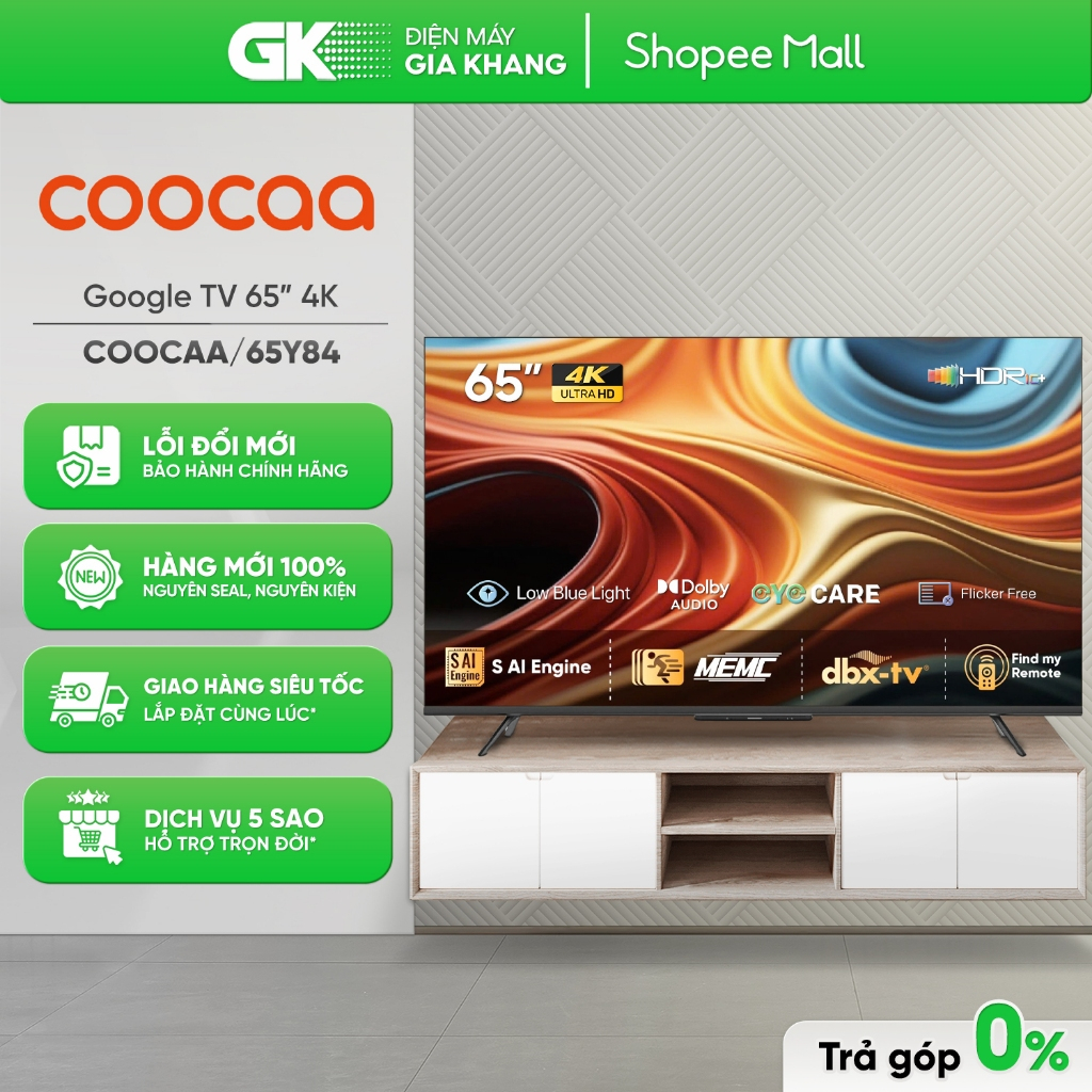65Y84 | 65V75 | 65Y73 - Google TV Coocaa Y84 4K - 65 inch 65Y84 [Toàn Quốc]
