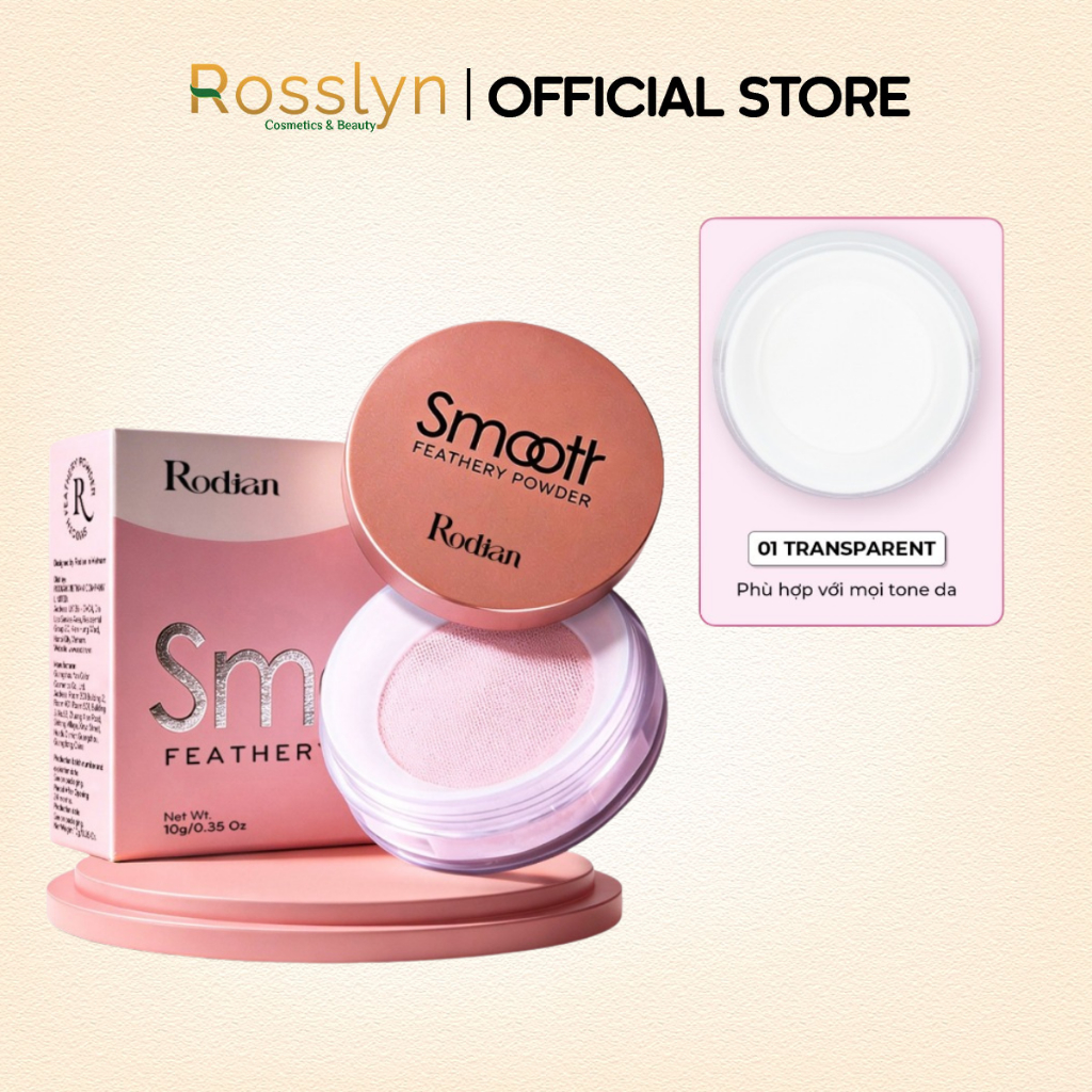 Phấn Phủ Bột Kiềm Dầu Rodian Smooth Feathery Powder 10g - Mịn Lì, Chống Mốc Nền, Nâng Tone Rạng Rỡ