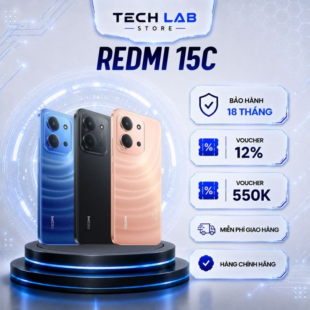 Điện thoại XIAOMI Redmi 15C - 4/128GB - Chip MediaTek Helio G81-Ultra - Bảo hành 18 Tháng