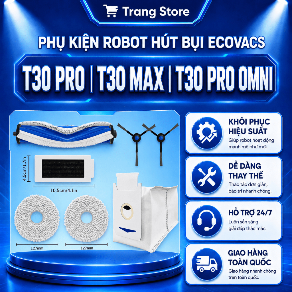 Phụ kiện Robot hút bụi Ecovacs T30 Pro T30 Max T30 Omni T30e Pro Omni _ Phụ kiện thay thế