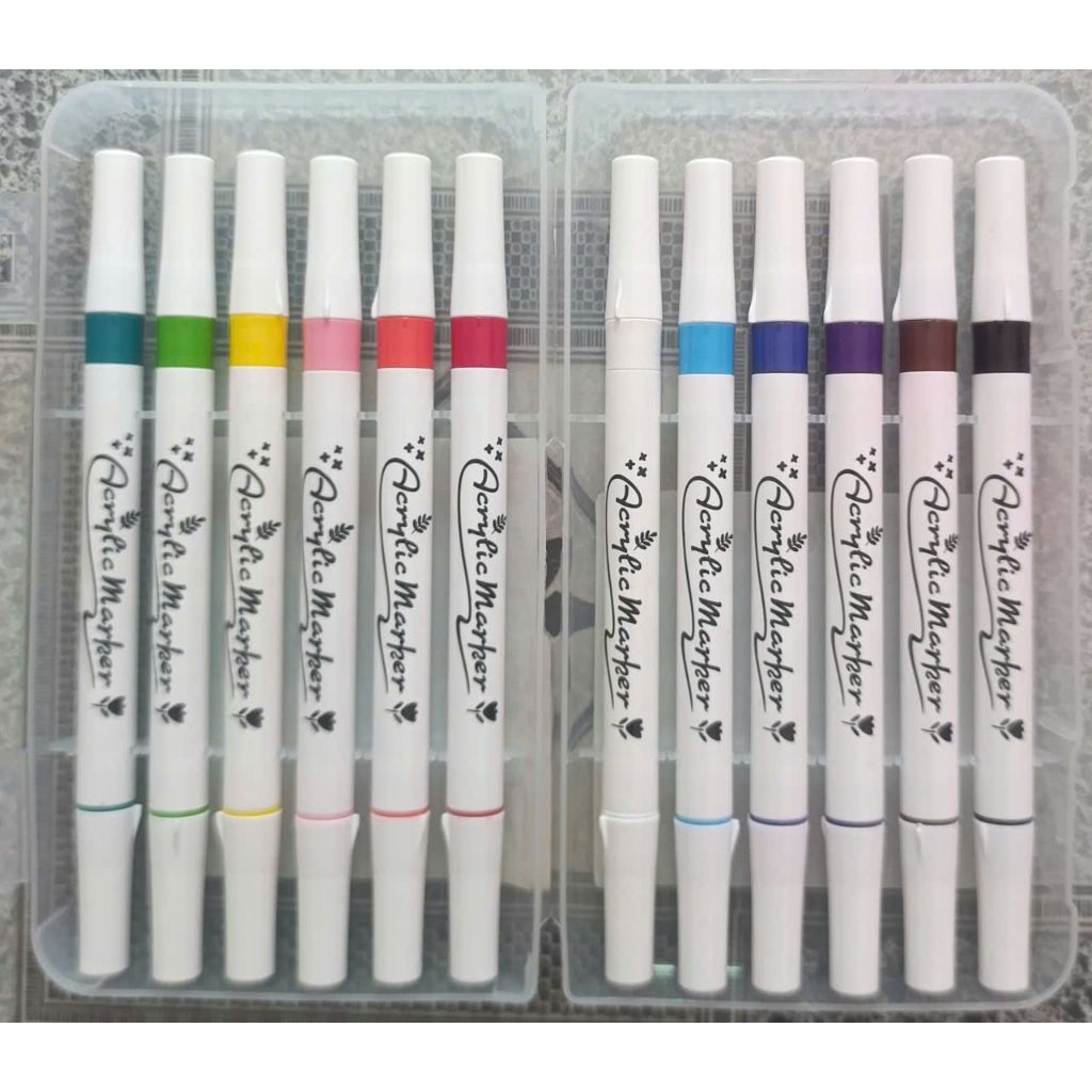 Hộp màu DOUBLE Acrylic Maker 12 cây 2 đầu