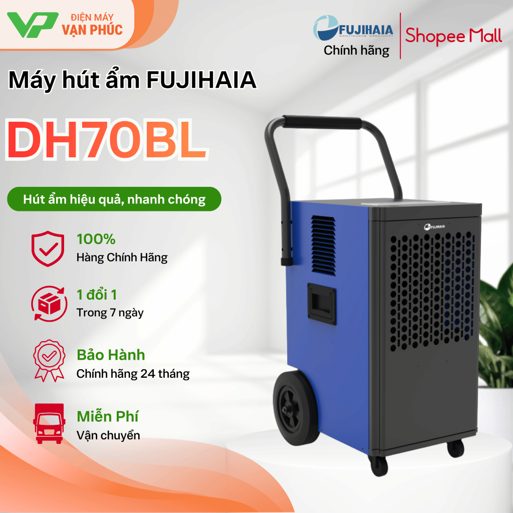 Máy hút ẩm FUJIHAIA DH70BL công suất 70 lít/ngày- Bảo Hành chinh hãng 24 tháng