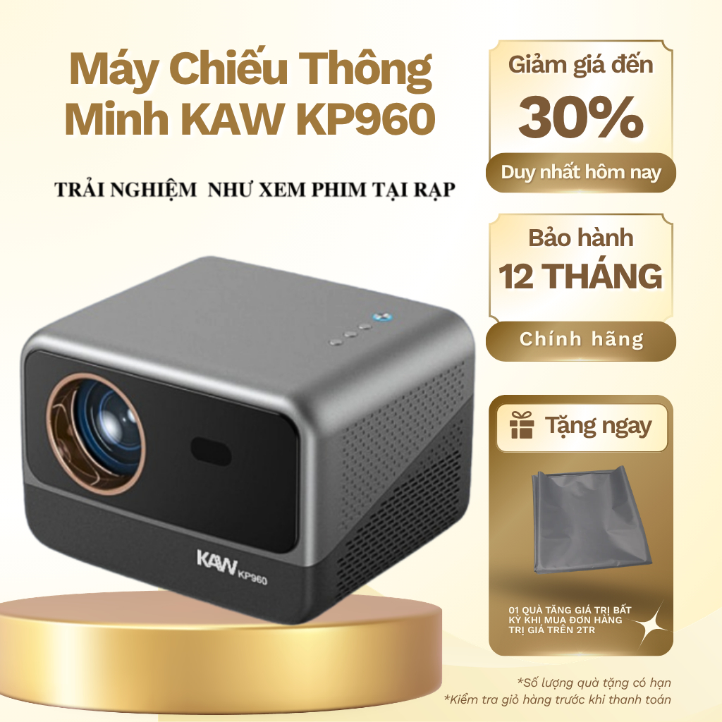 Máy Chiếu Mini KAW KP960 Chất Lượng Siêu Nét Hỗ Trợ 4K, Độ Sáng Cao, Chiếu Phim, Dạy Học