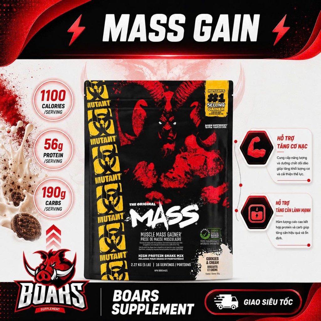 Mutant Mass 5Lbs Mass Gainer Dành Cho Người Luyện Tập Thể Thao