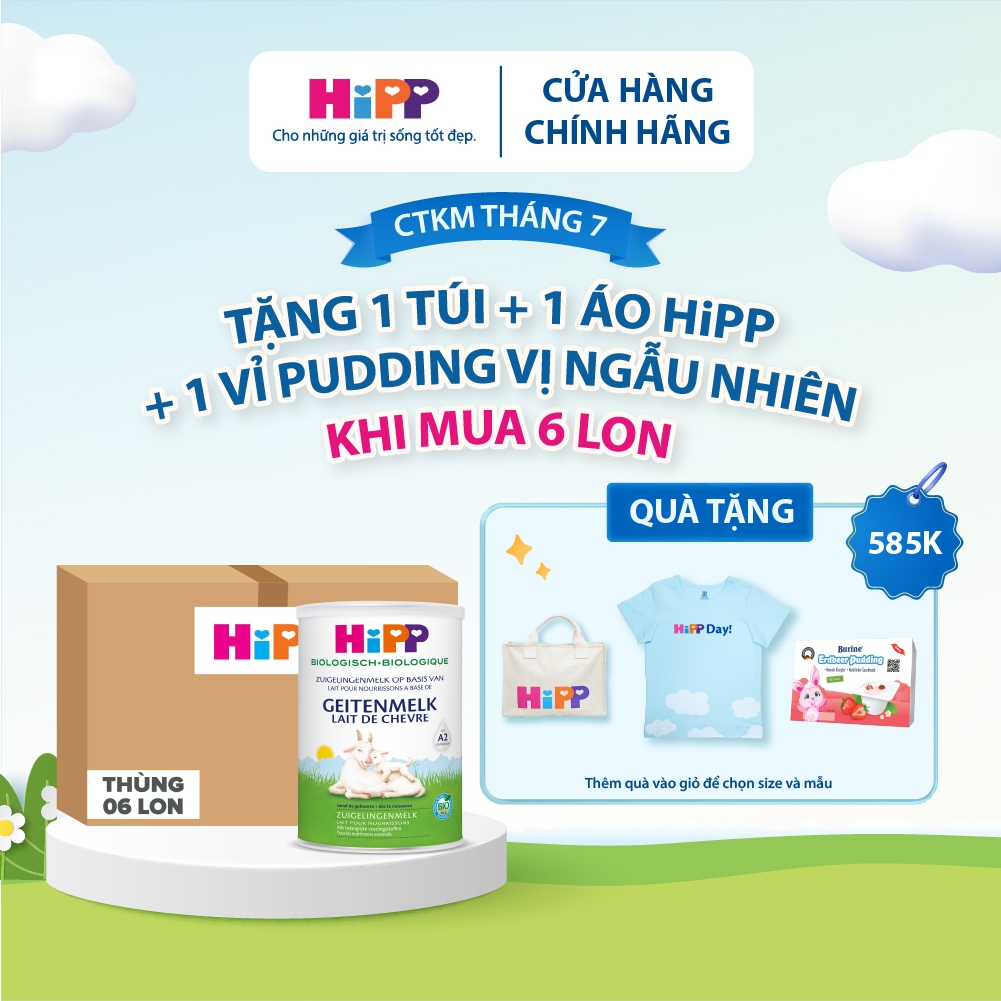 [Tặng Túi HiPP & Pudding] [KOL] [Full]  Thùng 6 lon sữa dê HiPP Organic 400g