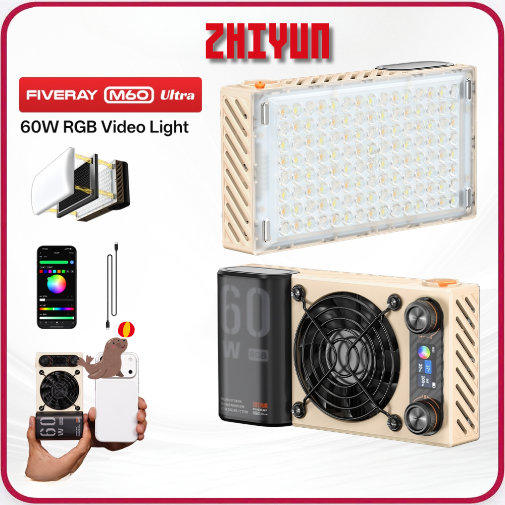 ZHIYUN Fiveray M60 Ultra - Đèn LED RGB Trợ Sáng Cầm Tay Công Suất 60W, PD Type-C