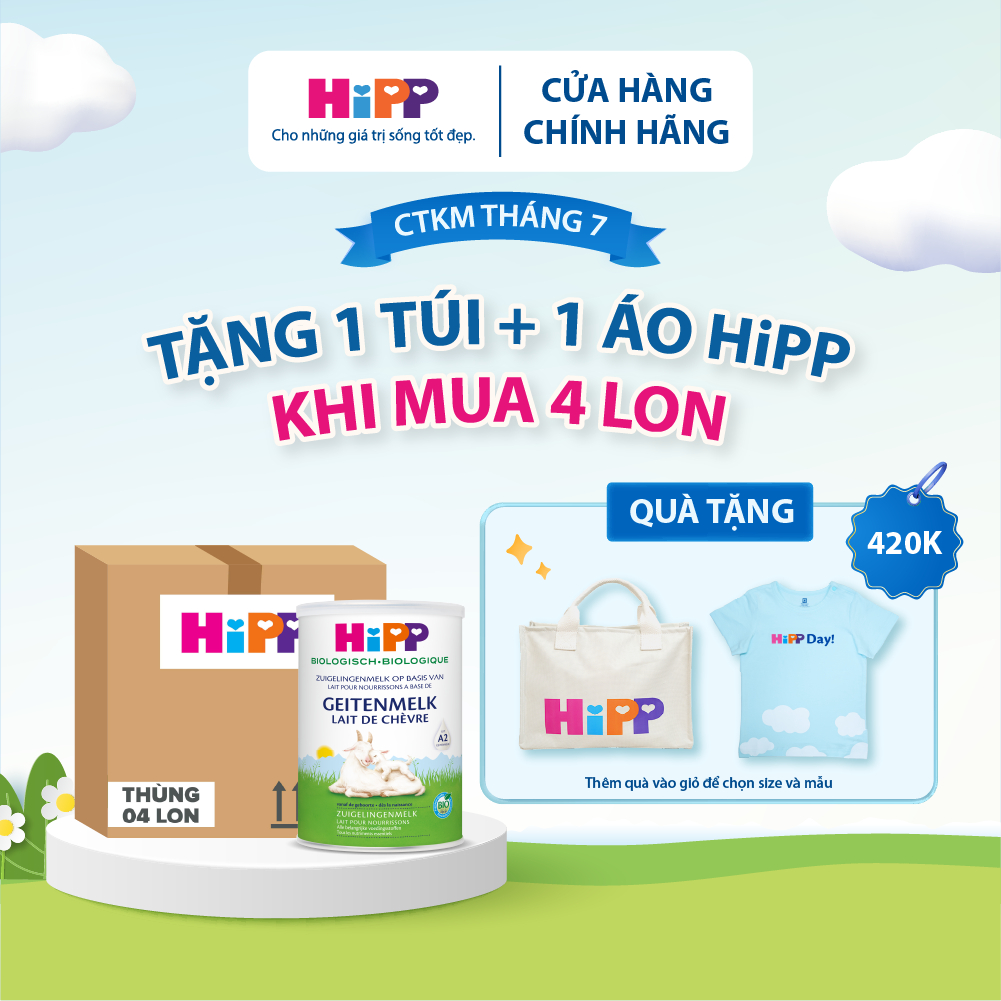 [Tặng Túi HiPP] [KOL] [Full] Thùng 4 lon sữa dê HiPP Organic 400g