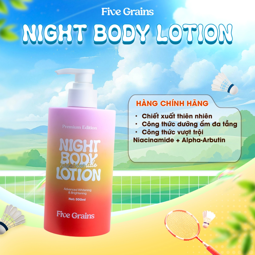 Kem dưỡng body Cao cấp Five Grains dưỡng trắng da Niacinamide, Alpha-Arbutin ban đêm bản nâng cấp 50