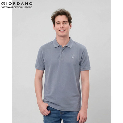 GIORDANO Áo Thun Nam Có Cổ Thêu Sư Tử Logo Lion Polo 01016200-63