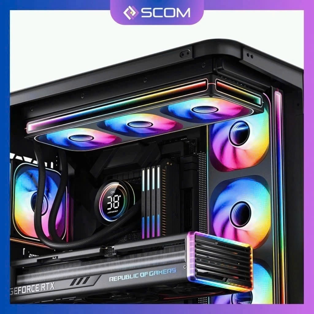 Quạt Tản Nhiệt Fan PC Jonsbo ZB-360 Nối Liền LED ARGB Sync Main Sync Hub (đen cánh BR Trắng ) (mới 1