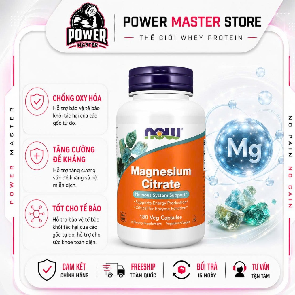 NOW Foods Magnesium Citrate 180 Capsules