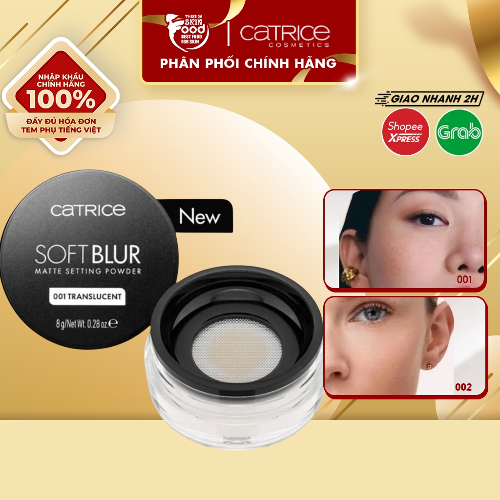 Phấn phủ dạng bột Catrice mỏng nhẹ kiềm dầu Soft Blur Matte Setting Powder 8g thegioiskinfood