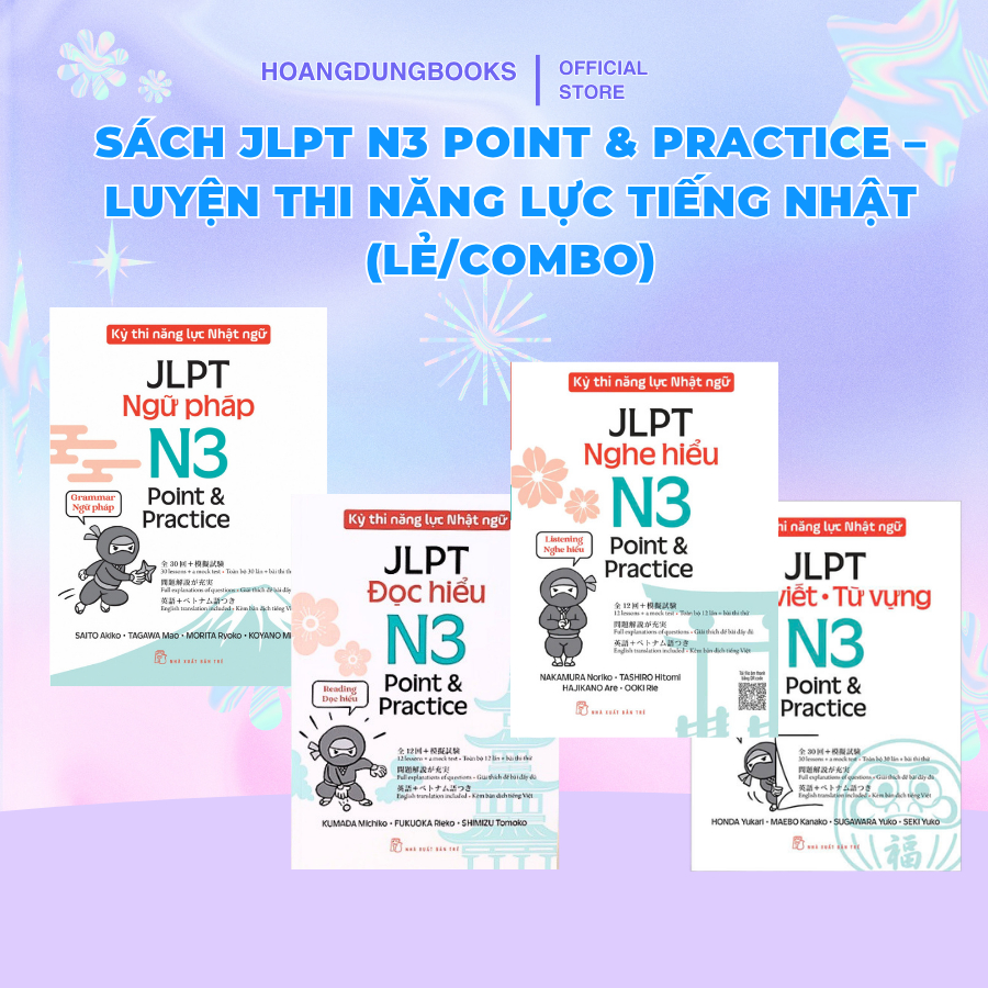 Sách - Kỳ Thi Năng Lực Nhật Ngữ JLPT N3 Point & Practice: Đọc Hiểu - Nghe hiểu - Từ vựng - Ngữ pháp