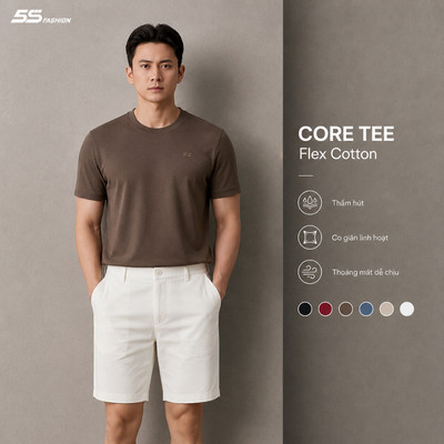 Áo Thun Nam Ngắn Tay CORE TEE 5S FASHION, Chất Cotton Mát, Thiết Kế Trơn Basic M0ATS26045