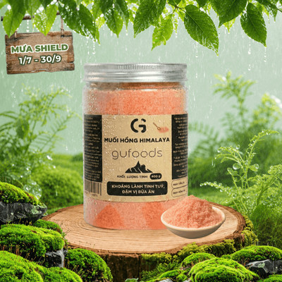 Muối hồng Himalaya GUfoods (dạng hạt mịn) - Tự nhiên, Eat Clean, Giàu khoáng chất (100g/400g/1kg)