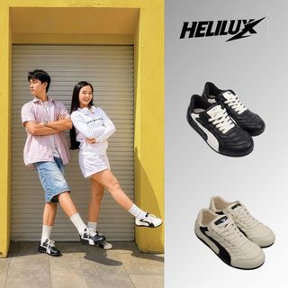 Giày Sneaker Unisex Helilux A1 Da PU, Đế Bằng Bền Bỉ, Phong Cách Thanh Lịch