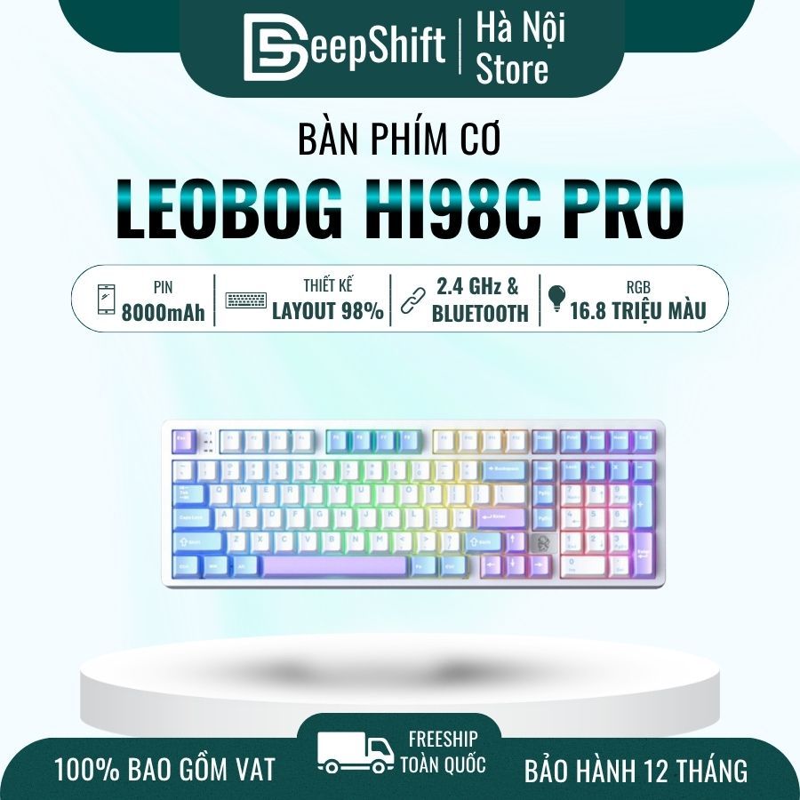 Bàn phím cơ 98% Leobog HI98C Pro Nhôm CNC RGB 3 Mode Hotswap Pin 8000mAh | BigBuy360 - bigbuy360.vn