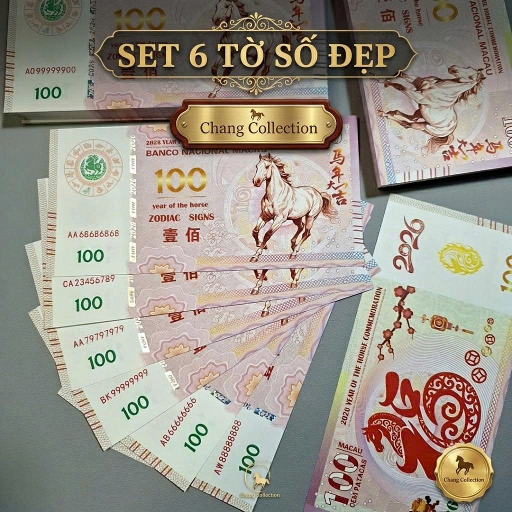 [MG100] Set 6 Tờ  Mã Đáo Thành Công Macau - Lì Xì May Mắn Sưu Tầm
