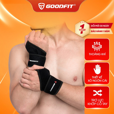 Băng quấn cổ tay tập gym, tập boxing GoodFit vải đục lỗ thoáng khi, đệm xốp êm ái GF302W