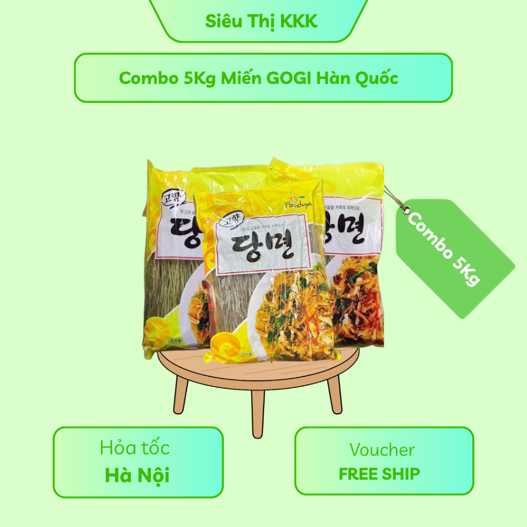 Miến Gogi Hàn Quốc combo 5kg – Miến Khoai Lang Dai Ngon – Làm Japchae, Xào, Lẩu – Date 03/2027