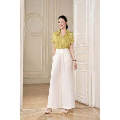Quần Âu Suông Nữ MY WAY Ống Rộng Phối Ly Siêu Tôn Dáng Cao Cấp 1MQB01988