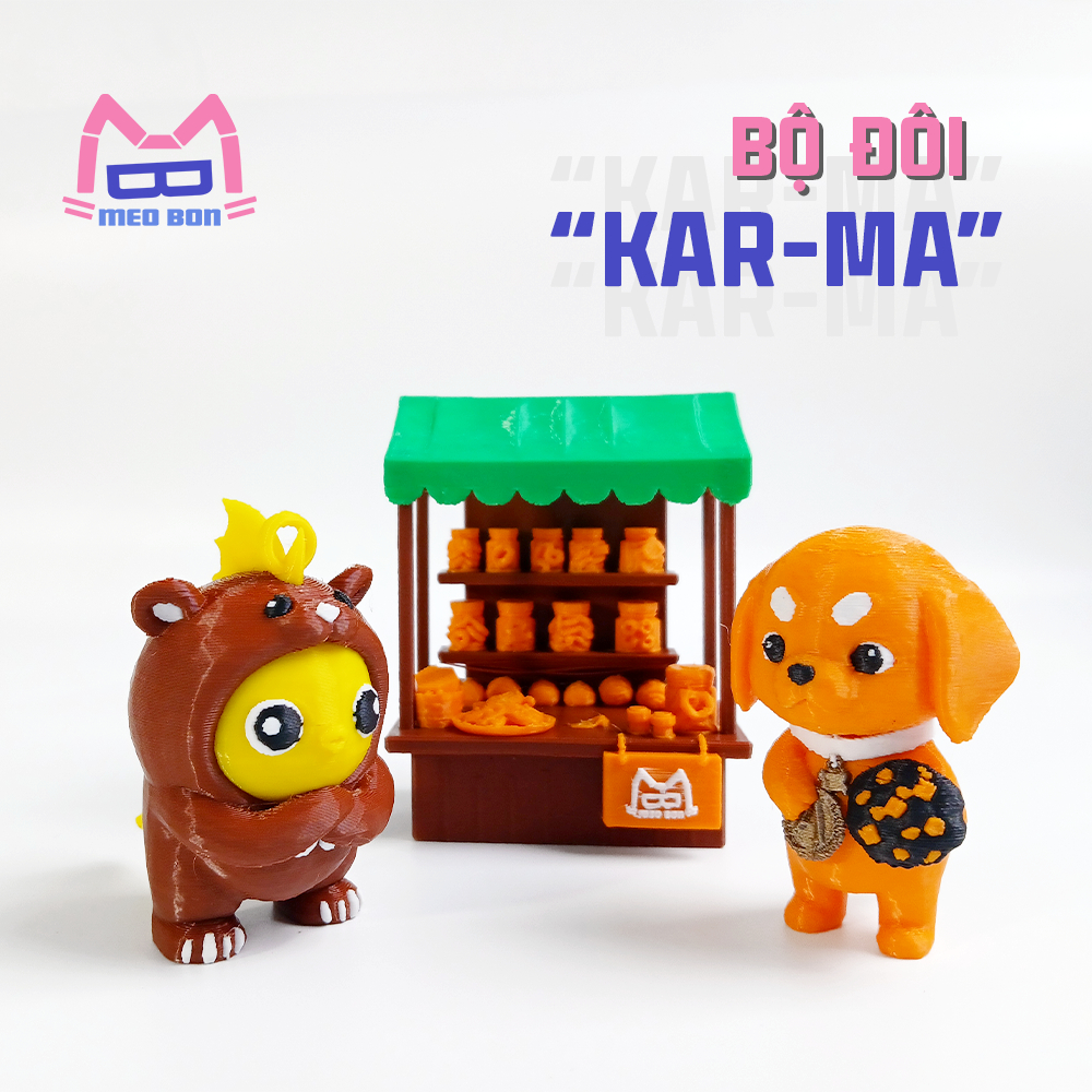Móc Khóa Meme Trending - Bộ Đôi Quả Báo Kar- Ma In 3D