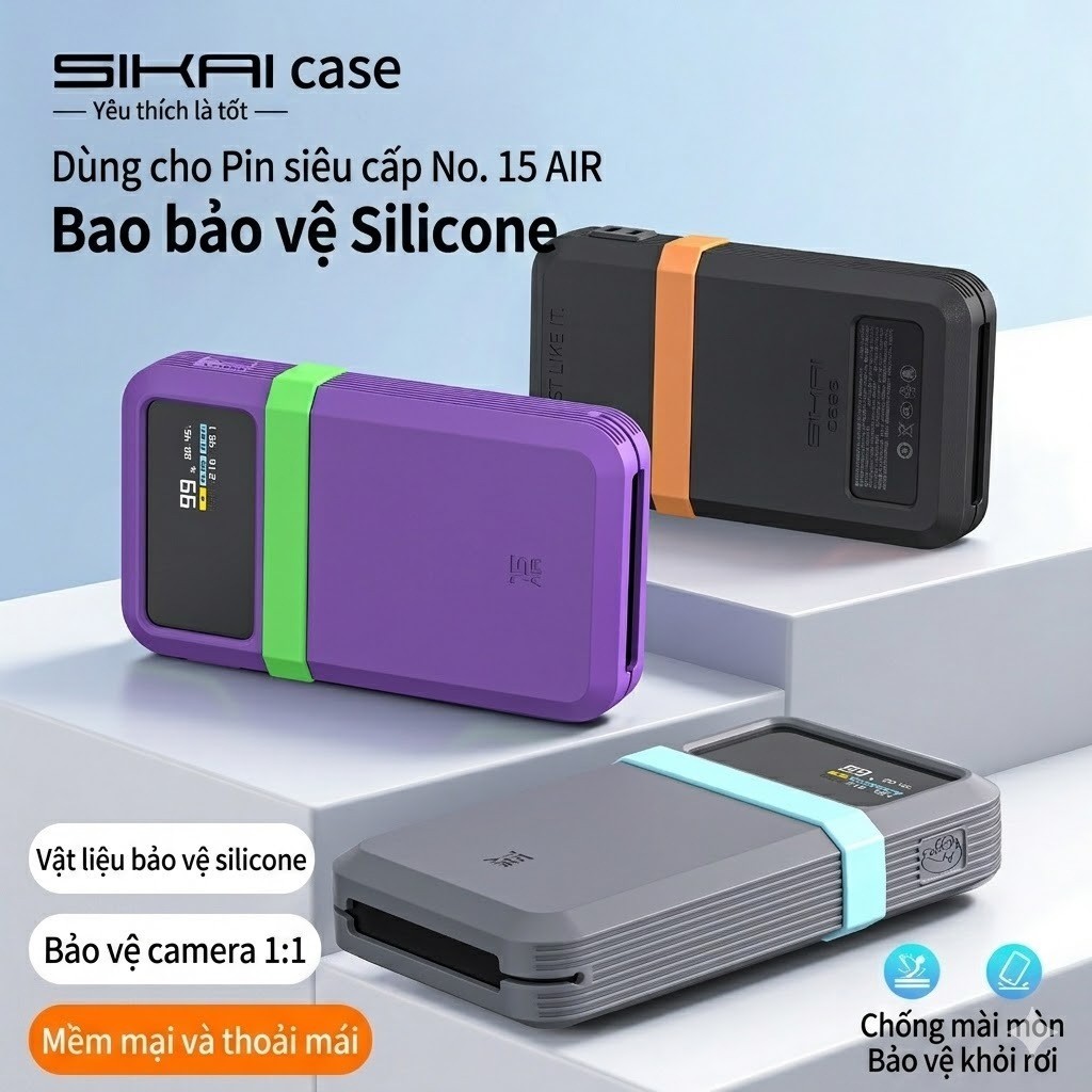 Vỏ Silicone Cao Cấp SIKAI Cho Cuktech 15 Air 15000mAh 100W GAN Silicon Carbon PB150S, Chống Bụi, Chố