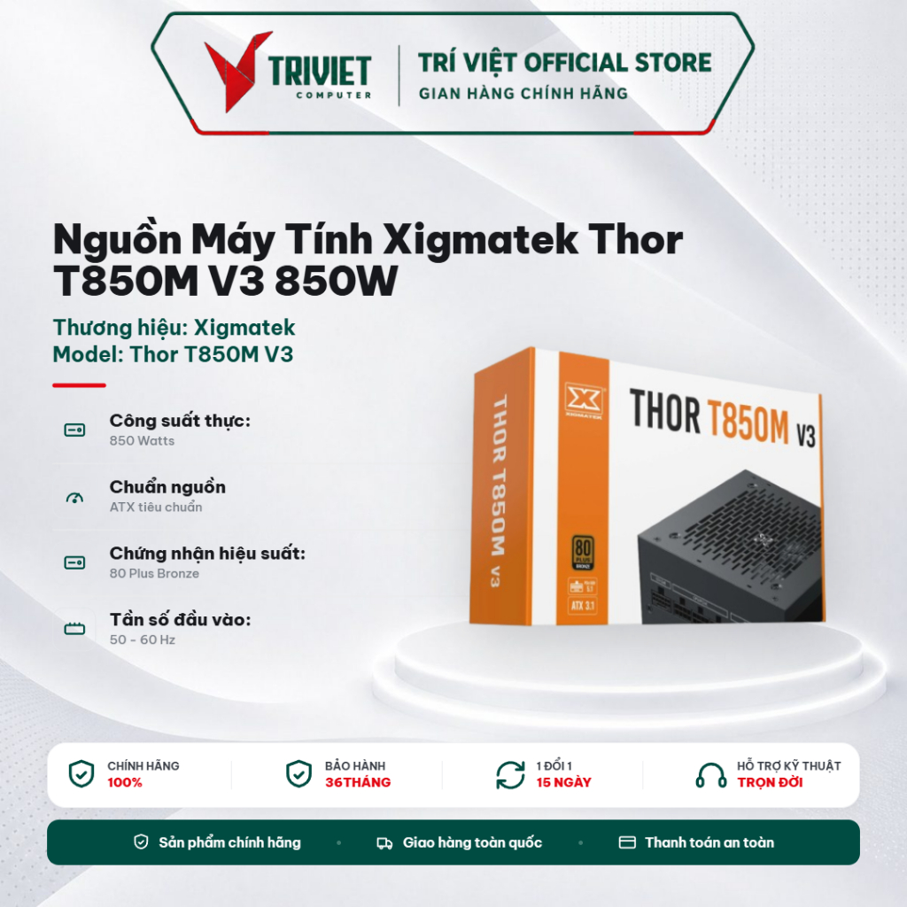 Nguồn Máy Tính Xigmatek Thor T850M V3 850W 80 Plus Bronze Semi Modular PSU
