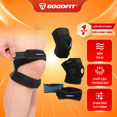 Bó gối thể thao, đai bảo vệ đầu gối GoodFit điều chỉnh dễ dàng, hỗ trợ tập luyện thể dục thể thao
