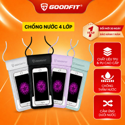 Túi chống nước điện thoại GoodFit GF02WP 4 lớp, chống nước chuẩn IPX8, đi biển đi bơi, cảm ứng nhạy