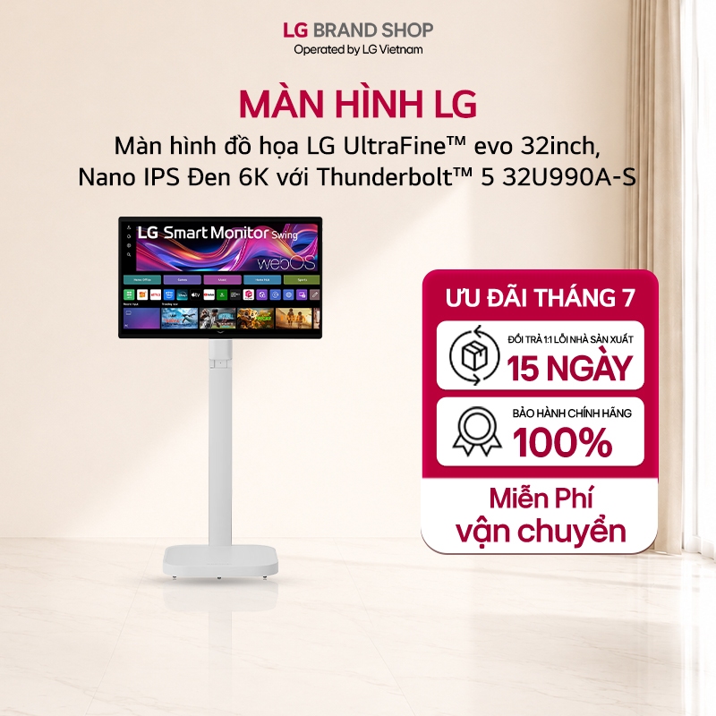 [Chỉ giao miền Nam/Bắc] Màn hình thông minh LG Smart Monitor Swing 31,5 inch 4K UHD IPS 32U889