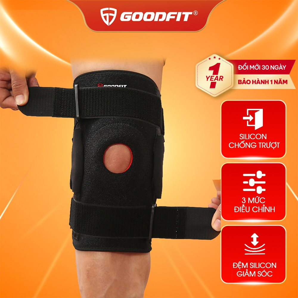 Đai bảo vệ đầu gối có nẹp GoodFit GF520K, bó gối trợ lực hỗ trợ chấn thương, sau mổ
