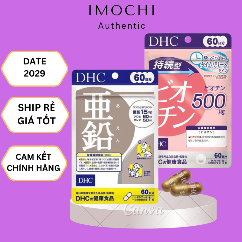 COMBO Kẽm DHC 60 Viên & Biotin DHC 60 Viên Nhật Bản [60 NGÀY] Giúp Tóc, Da, Móng Khỏe