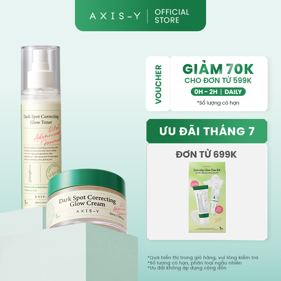 Combo Dưỡng Sáng Mờ Thâm AXIS-Y Kem dưỡng & Toner | Dark Spot Cream & Toner 50ml & 125ml