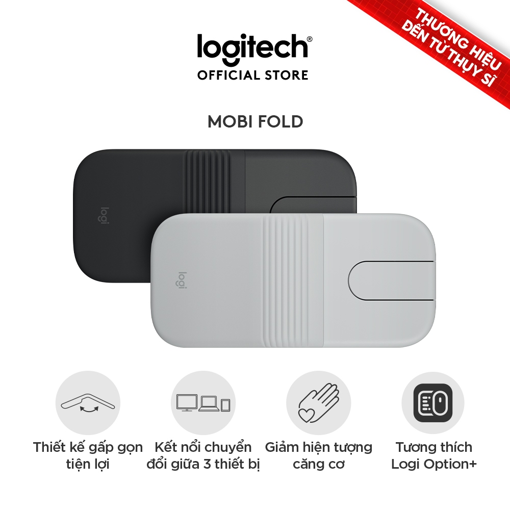 Logitech Mobi Fold - Chuột du lịch di động, Nhỏ và nhẹ, Cuộn cảm ứng, Nhấp im lặng, 4K DPI, Bluetooth | BigBuy360 - bigbuy360.vn