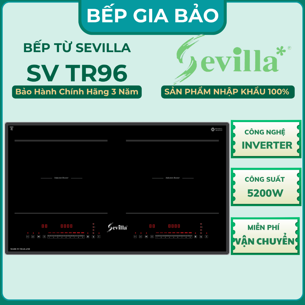 Bếp từ đôi Sevilla  SV - TR96 Bếp từ inverter cao cấp, Sevilla  SV - TR96 BH 3 năm, Nhập Thái Lan.
