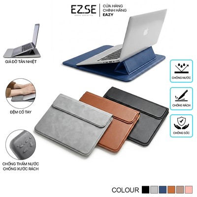 Túi đựng laptop chống sốc đa năng kết hợp giá đỡ tản nhiệt EAZY TS06 Bao da macbook ipad , Túi chống sốc máy tính
