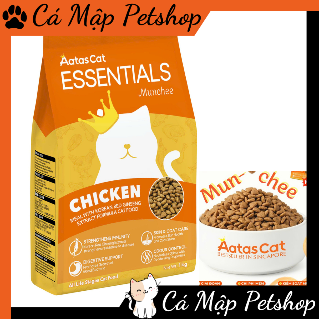 Hạt cho mèo Aatas Cat Essentials Munchee vị gà, Hạt Aatas Munchee cho mèo mọi lứa tuổi