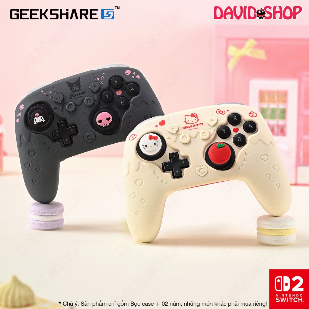 Bọc case silicone + skin + nút lưng GeekShare x Sanrio - tay cầm Pro Controller 2 - Nintendo Switch 