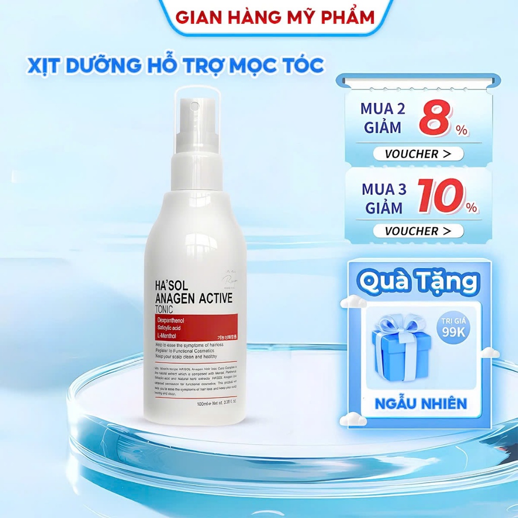 Xịt Dưỡng HASOL Kích Mọc, Ngăn Rụng, Nuôi Dưỡng Da Đầu Nang Tóc Chắc Khỏe - Ha'sol Anagen Active Ton