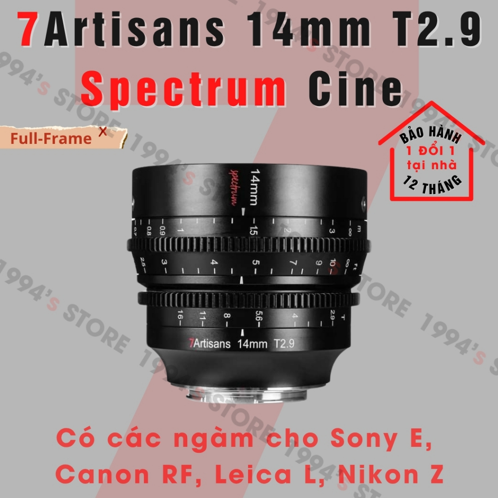 Ống kính 7Artisans Spectrum Cinema Lenses for Full-Frame 14mm T2.9 dành cho Sony E, Nikon Z, Canon R