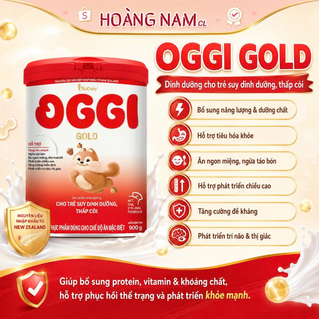 [Mới] Sữa Oggi Đỏ 900g VitaDairy cho trẻ suy dinh dưỡng