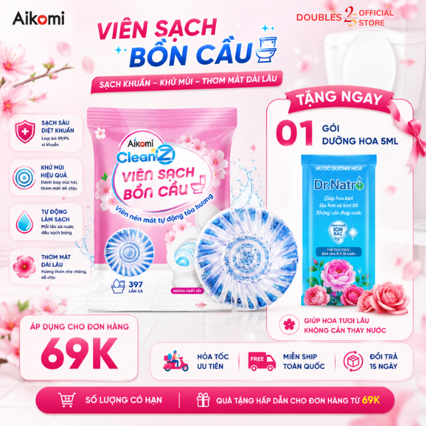 Viên sạch bồn cầu CleanZ thế hệ mới khử mùi diệt vi khuẩn, tẩy sạch mảng bám toilet - DOUBLES 2SSHOP