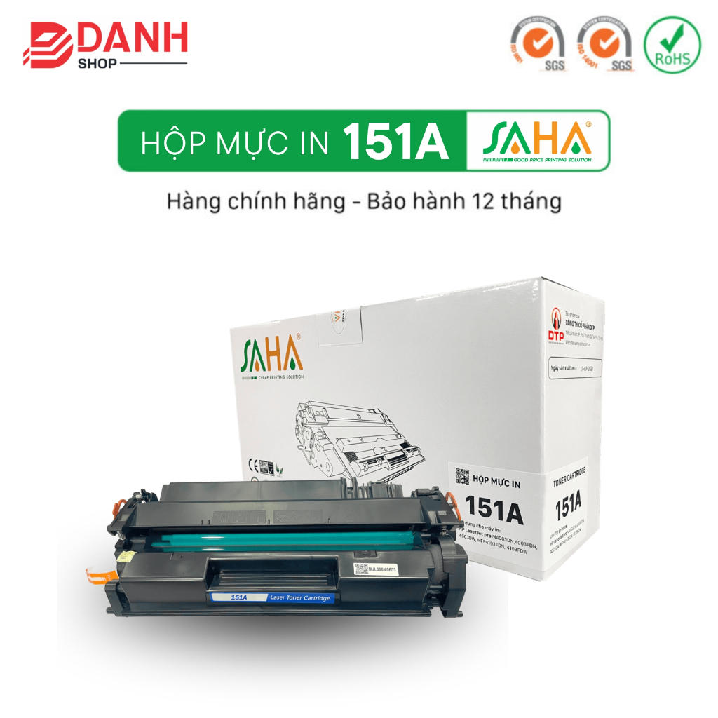 Hộp Mực In SAHA 151A (W1510A) Cho HP LaserJet Pro 4003DN 4003DW 4103FDN 4103FDW - 3.050 Trang