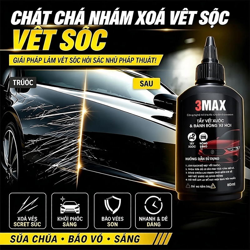 3Max 3Max Dễ dàng sửa chữa vết trầy xước xe loại bỏ vết trầy xước sơn xe
