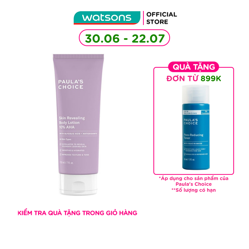 Kem Dưỡng Thể Paula's Choice Skin Revealing Body Lotion 10% AHA Tẩy Tế Bào Dịu Nhẹ 210ml | BigBuy360 - bigbuy360.vn