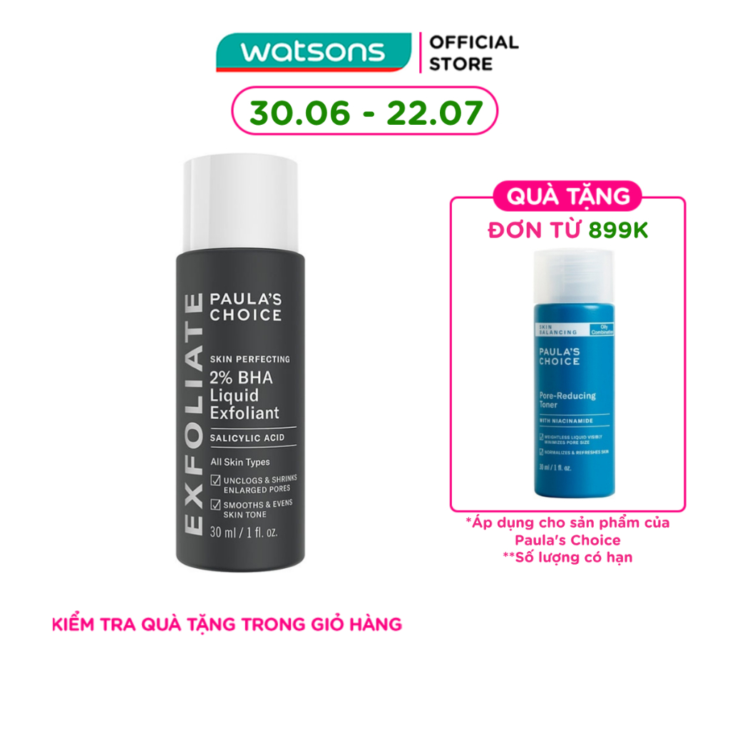 Dung Dịch Paula's Choice Loại Bỏ Tế Bào Chết Chứa 2% BHA Skin Perfecting Liquid Exfoliant 30ml