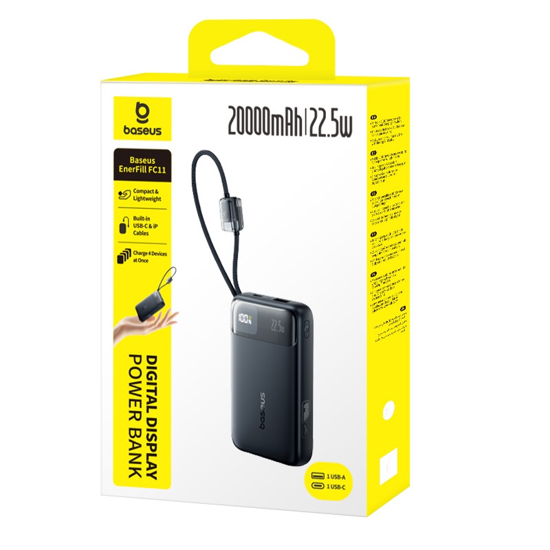 [MỚI VỀ - SẠC 3C SIÊU MỎNG] Sạc Dự Phòng Baseus FC11 10000mAh & 20000mAh 22.5W & 45W Chứng Nhận CCC, Mỏng Nhẹ Kèm 2 Cáp | BigBuy360 - bigbuy360.vn