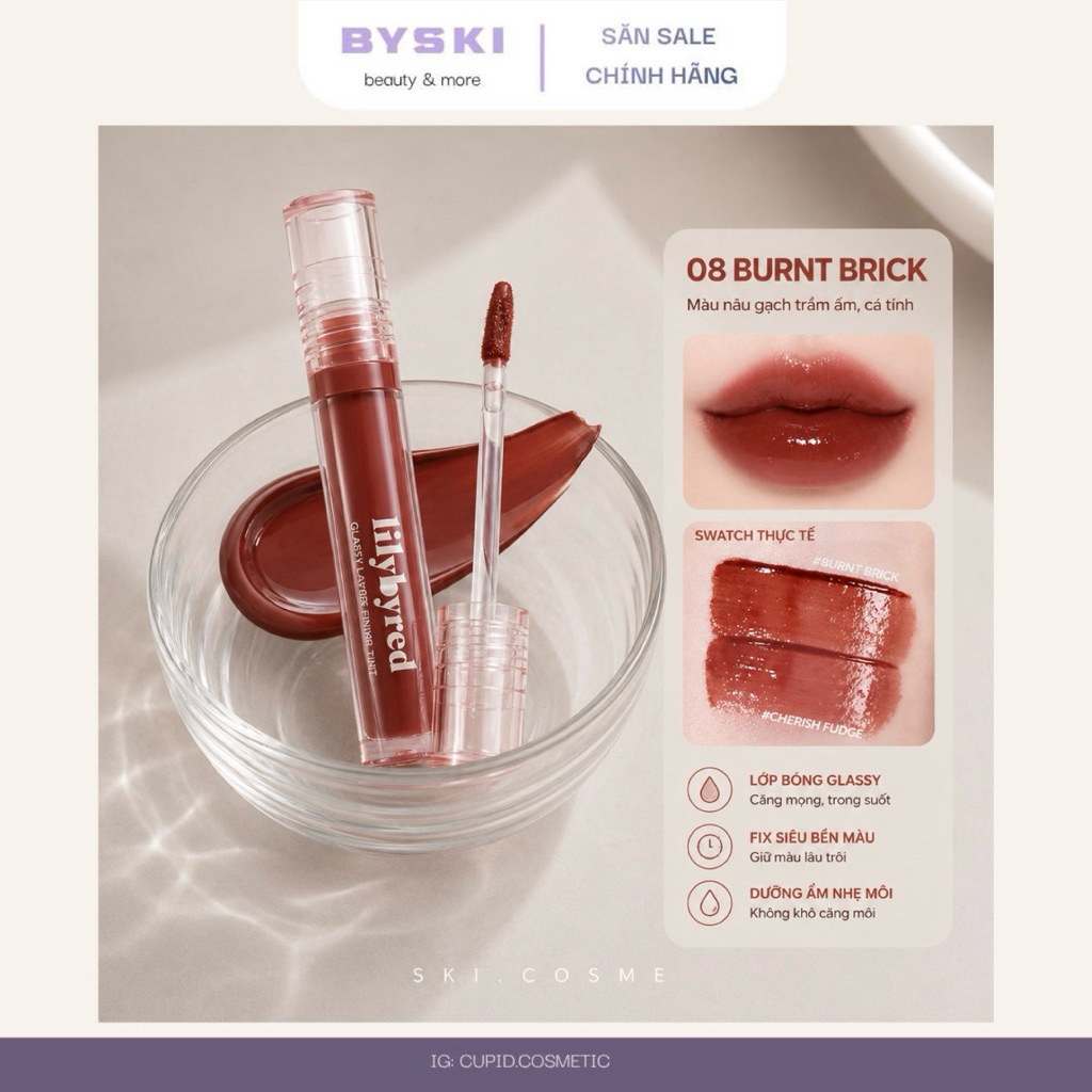 son tint Lilybyred Glassy Layer Fixing Tint màu 08 Burnt Brick.